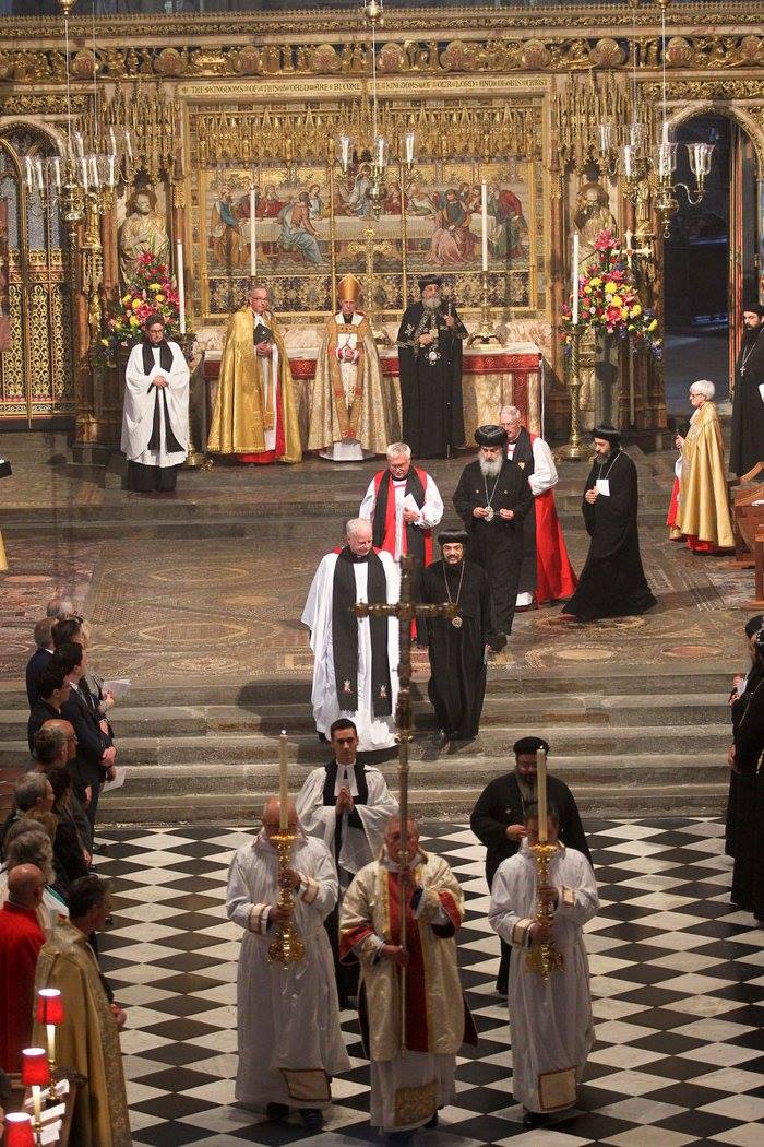 HH Pope Tawadros II prays with Archbishop of Canterbury at Westminster Abbey